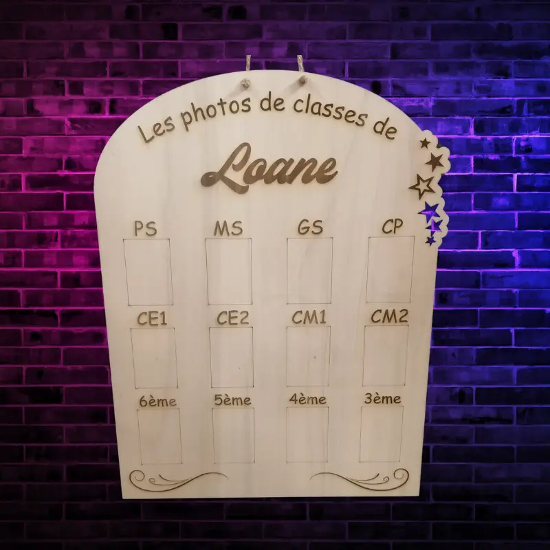 cadre photo personnalisé bois pour photo d'école