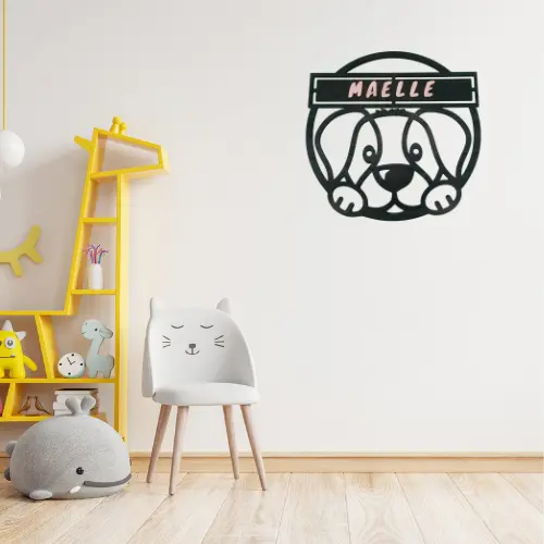 décoration bois pour enfant chien