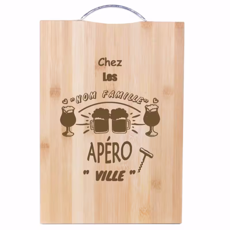 planche à découper en bois 24x34cm apéro