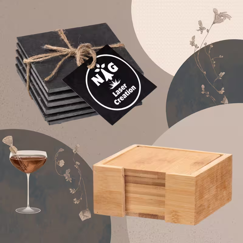 dessous de verre ardoise et bambou